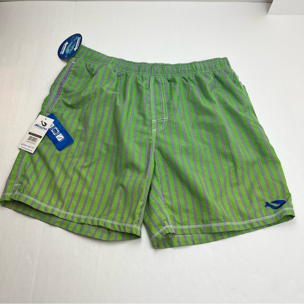 Mojo Sportswear Green Purple Striped Lined Swim Short Trunks Mens Size XXL NEW‎